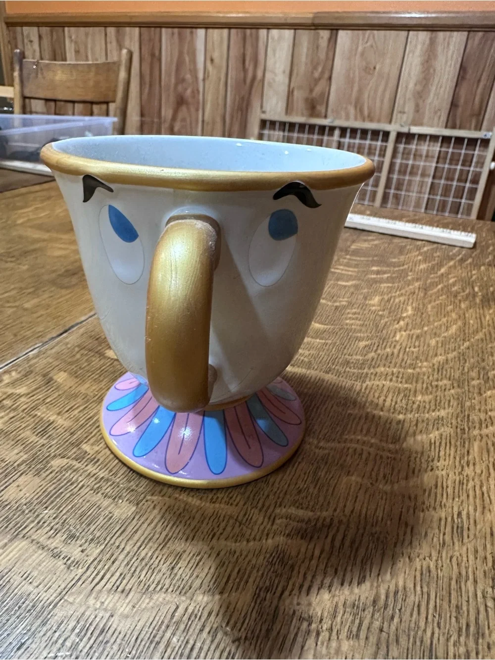 Disney Chip Character Pedestal Teacup Mug in White, Gold, Pink, Blue